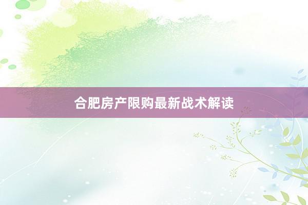 合肥房产限购最新战术解读
